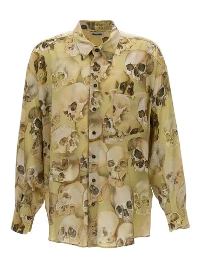 Magliano 'skull Print' Button-down Collar Shirt In Yellow