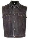 Magliano Raw-cut Detailed Sleeveless Denim Vest In Black
