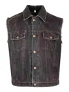 Magliano Raw-cut Detailed Sleeveless Denim Vest In Brown