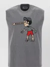 Magliano Graphic Print Crew Neck Sleeveless Top In Grey