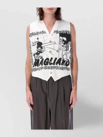 MAGLIANO GRAPHIC PRINT MOUSE BUTTON VEST