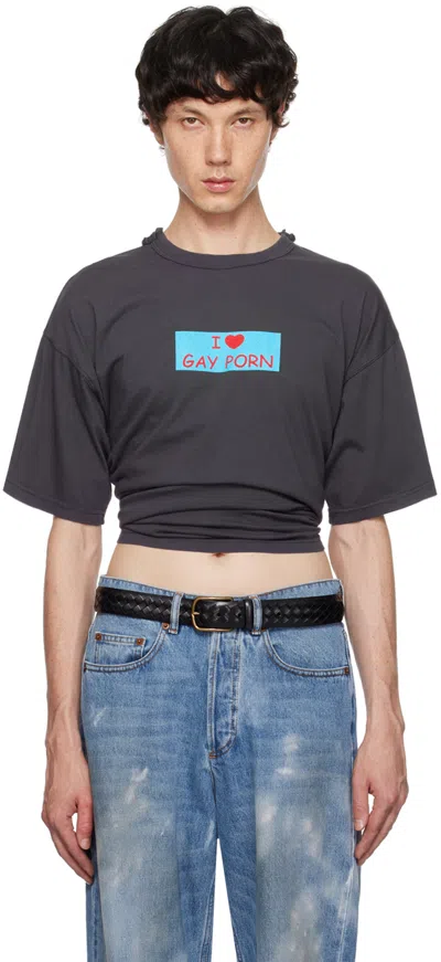 Magliano Gray 'i Love Gay Porn' T-shirt In 07