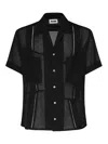 Magliano Cotton Shirt With Patch Pockets And Sheer Fabric In Black