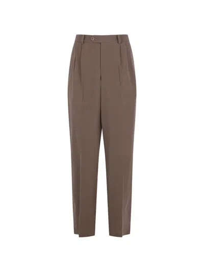 Magliano Herringbone Pleated Trousers In Brown