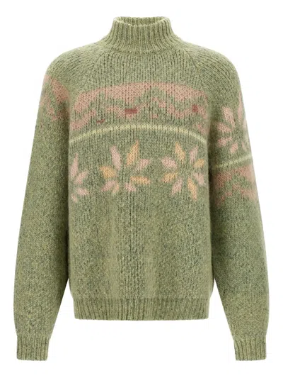MAGLIANO INTARSIA-PATTERN MOCK-NECK SWEATER