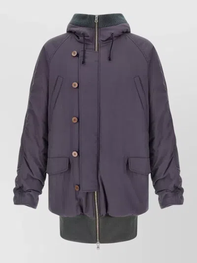 Magliano Kenny Three Quarter Hooded Parka Jacket In Purple