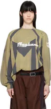 Magliano Khaki & Gray Phantom Twisted Long Sleeve T-shirt In 97