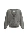 Magliano Grampa Baby Buttoned Cardigan In Gray
