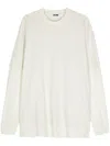Magliano Crew Neck Cotton Sweater With Layered Effect In White