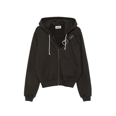 Magliano Leather Belt Detail Hooded Sweatshirt In Brown
