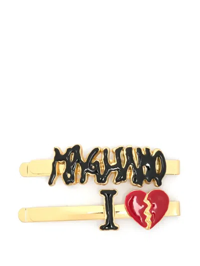 Magliano Logo-appliqué Hair Clips (set Of Two) In Gold
