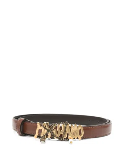 Magliano Logo-plaque Chain-link Belt In Brown