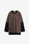 Magliano Oversize Cotton Layered Graphic Print T-shirt In Brown