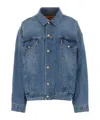 Magliano Long-sleeved Denim Coat In Blue