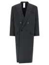 Magliano Double Breasted Coat Notched Lapels In Black