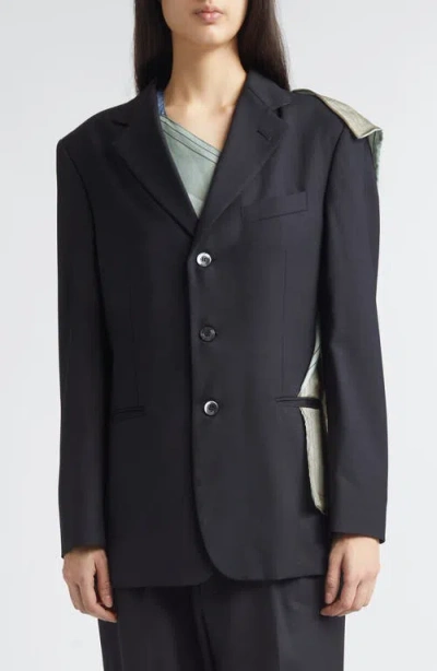 Magliano Manifesto Silk Scarf Wool Sport Coat In Black