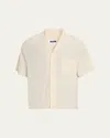 Magliano Men's Dickinson Lace-collar Short-sleeve Shirt In Neutral