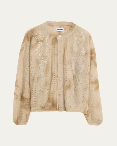 Magliano Men's Dusty Cardigan With Swarovski Accents In Brown