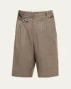 Magliano Men's Pinstripe Multi-buckle Regolatore Shorts In Pin Stripe Beige