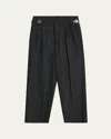 Magliano Men's Regolatore Relaxed Wool Herringbone Pleated Pants In Black