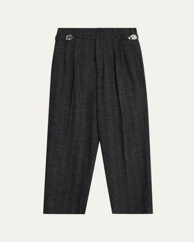 Magliano Men's Regolatore Relaxed Wool Herringbone Pleated Pants In Black