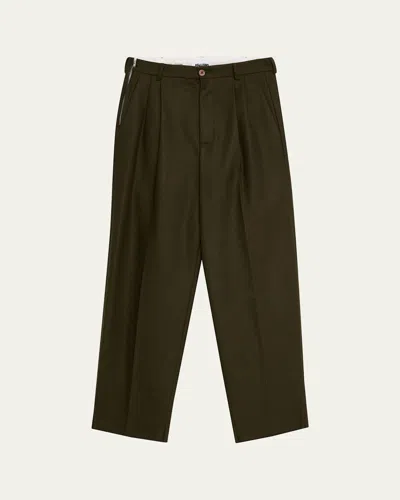 Magliano Men's Signature Wool Double-pleat Pants In Brown