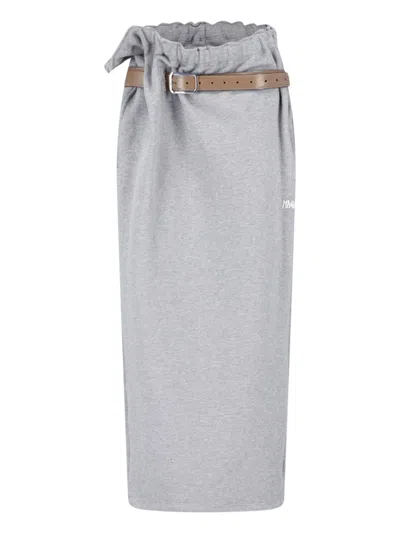 Magliano Provincia Belted Midi Skirt In Gray