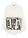 Magliano 'longline Hem' Graphic Print Shirt In Neutrals