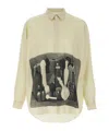 Magliano 'longline Hem' Graphic Print Shirt In White