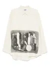 Magliano 'longline Hem' Graphic Print Shirt In White