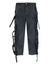 Magliano Straight Trousers With Adjustable Straps And Pockets In Black