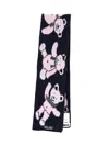 Magliano Knitted Navy Scarf With Playful Teddy Bear Pattern In Multi