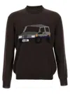 Magliano Graphic Crew Neck Long Sleeve Sweater In Burgundy