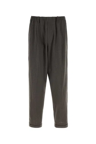 Magliano Wool Blend Trousers Belt Loops Cuffed Hem In Gray
