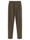 Magliano Elastic Waistband Cuffed Hem Trousers In Brown