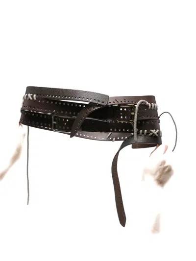 Magliano Perforated Leather Rope-detail Belt In Brown