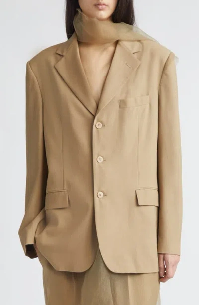 Magliano Piccolo Paradiso Organza & Wool Jacket In Brown