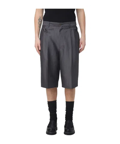 Magliano Pinstripe Buckled-tabs Shorts In Black