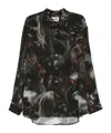 Magliano Wig Motif All-over Print Shirt With Asymmetric Hem In Black