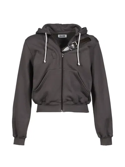 Magliano Provincia Buckle-detail Hoodie In Gray