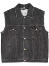 Magliano Raw-cut Detailed Sleeveless Denim Vest In Grey