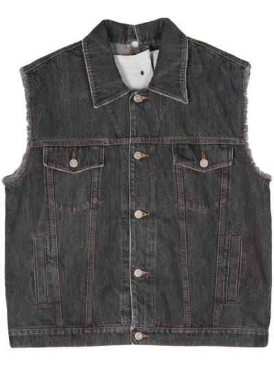 MAGLIANO RAW-CUT DETAIL COTTON DENIM VEST