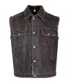 Magliano Raw-cut Detailed Sleeveless Denim Vest In Black