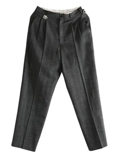 Magliano Regolatore Pleated Herringbone Trousers In Black