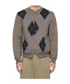 Magliano Rhombo-checked Knitted Cardigan In Gray