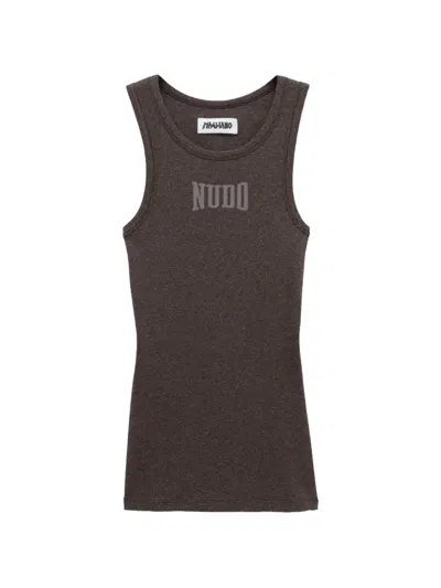 Magliano Ribbed-knit Logo-print Tank Top In Brown