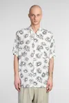 Magliano Matrix Print Viscose Bowling Shirt In Beige