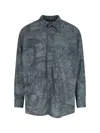 Magliano Casual Shirt With Graphic Print And Front Pocket In Blue
