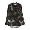 Magliano Wig Motif All-over Print Shirt With Asymmetric Hem In Black