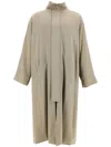 Magliano Belted High Collar Long Coat In Neutrals